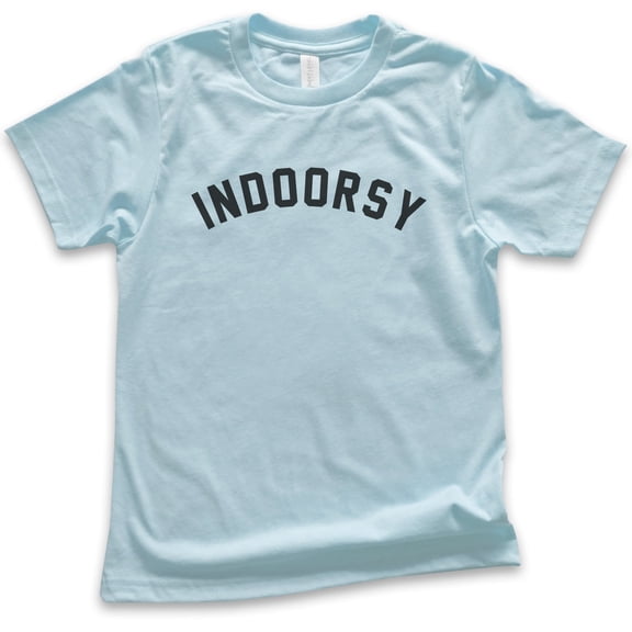 Kids Indoorsy Shirt, Youth Kids Boy Girl T-Shirt, Homebody Introvert Tee, Stay Home Social Distance Quarantine, Light Blue, Medium