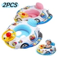 thumbnail image 1 of Kids Inflatable Pool Float With Steering Wheel Cartoon Car Shape Baby Swimming Ring For Toddlers Summer Water Toy For Beach Pool Bathtub 2PCS, Blue+Pink, 1 of 8
