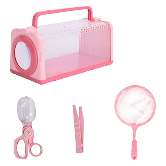 Kids Insecta Catching Kits Box with Tweezers and Catching Net Nature Observation Insecta Container for Classroom Learnin
