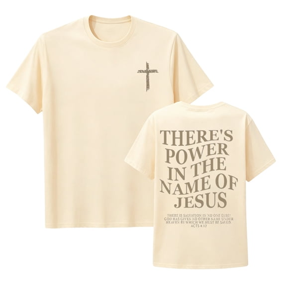 Kids Inspirational Letter Print T-Shirt Short Sleeve, Christian Cross Graphic Crew Neck Casual Tee, Summer Faith-Based Top for Boys Girls Everyday Wear(Beige,1-2 Years)