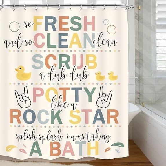 Kids Inspirational Quotes Shower Curtain Bathroom Set 72Wx72H Inches Funny Cartoon Cute Colorful Motivational Words Rainbow Dots Bath Accessories Classroom Art Home Decor Fabric 12 Pack Hooks