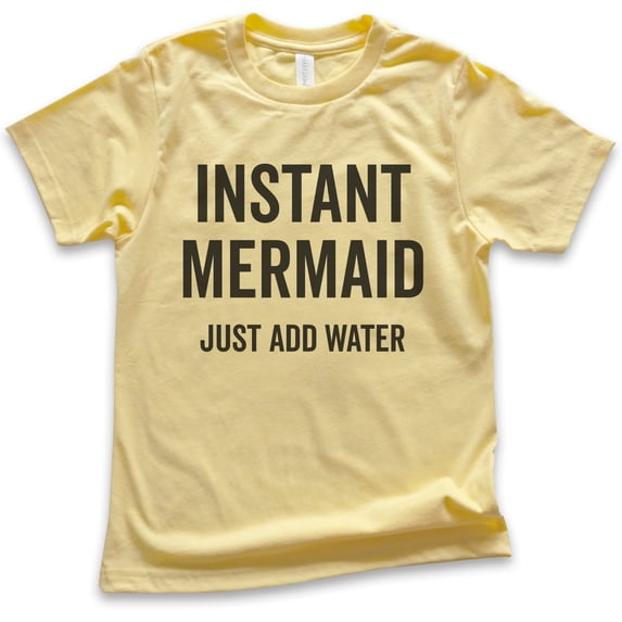Kids Instant Mermaid T-shirt, Youth Kids Girl T-Shirt, Vacation Shirt, Ocean Shirt, Swimming Shirt, Beach Shirt, Yellow, Large