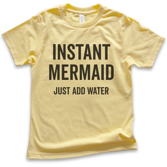 Kids Instant Mermaid T-shirt, Youth Kids Girl T-Shirt, Vacation Shirt, Ocean Shirt, Swimming Shirt, Beach Shirt, Yellow, Small