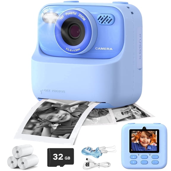Unbranded Kids Instant Print Camera 1080p Blue