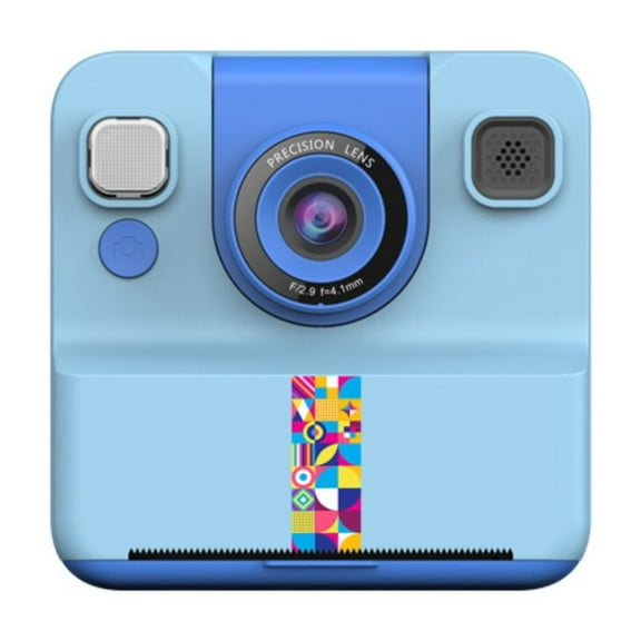 Kids Instant Print Camera Toy, 24MP HD, Selfie Flip Screen, Built-in Games, Color Photo Printing, Gift for Girls and Boys on Children's Day/Birthday/Christmas (Blue)