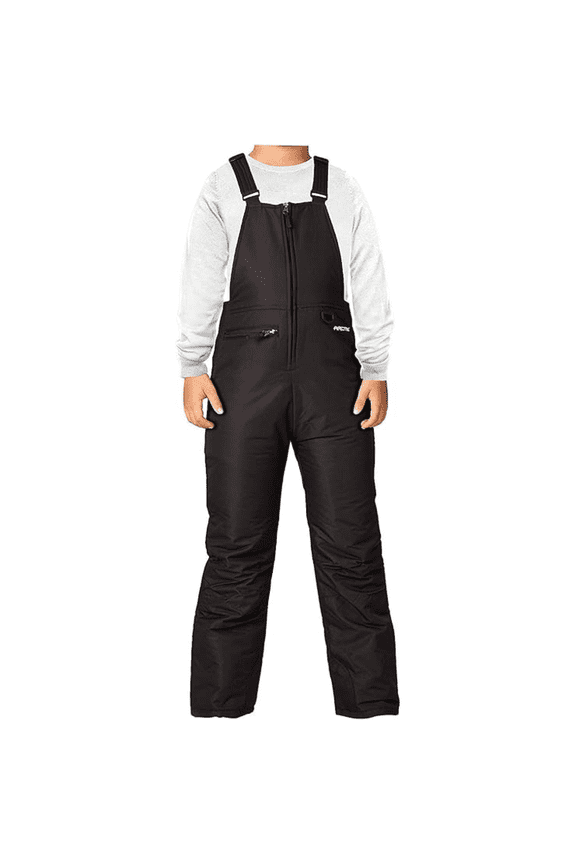 Kid's Essential Insulated Ski Bibs, Water Resistant Snow Pants for Skiing & Snowboarding (Black, XL)