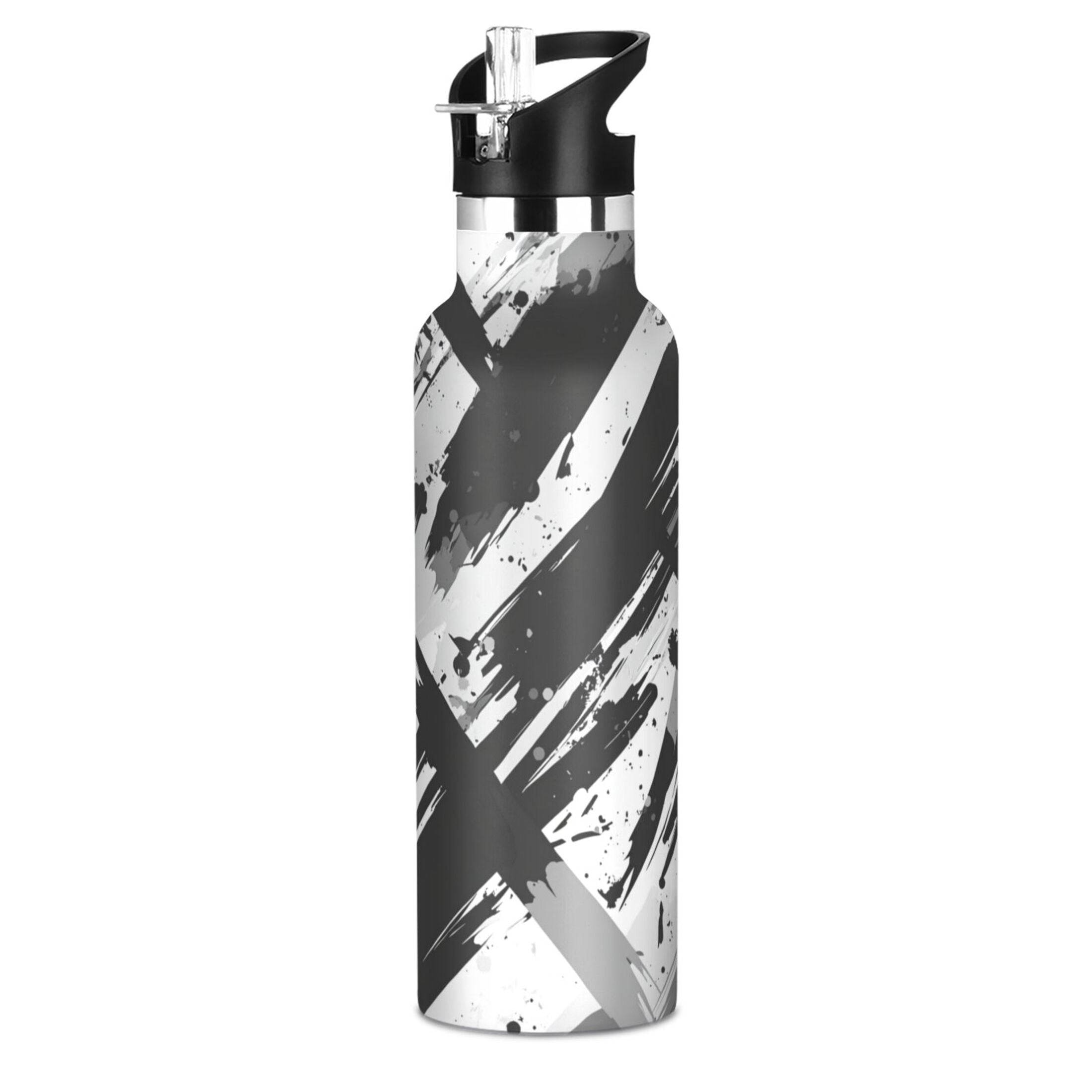 Kids Insulated Stainless Steel Sports Water Bottle 600ml (20oz) Abstract Brush Strokes