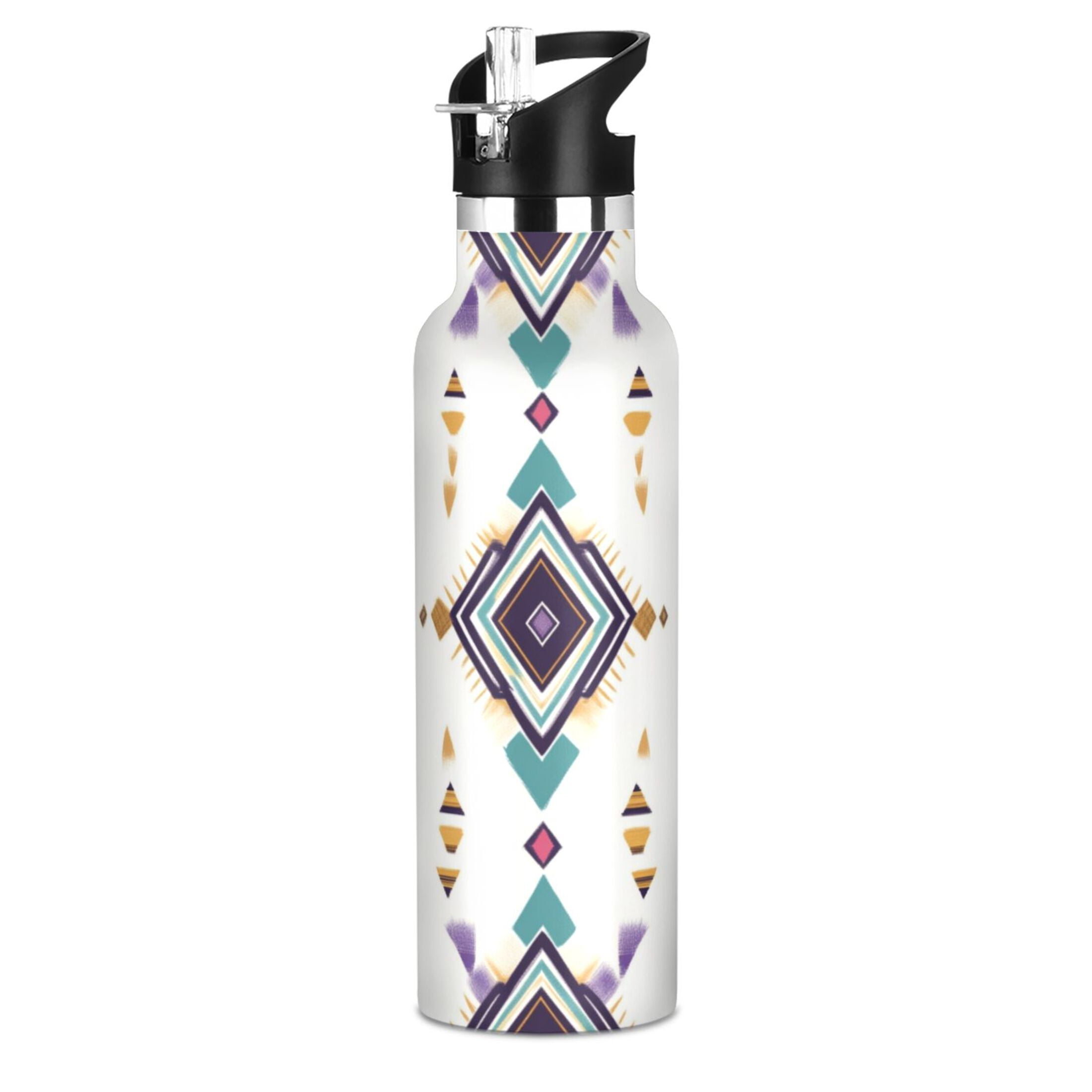 Kids Insulated Stainless Steel Sports Water Bottle 600ml (20oz) Artistic Stripes Pattern