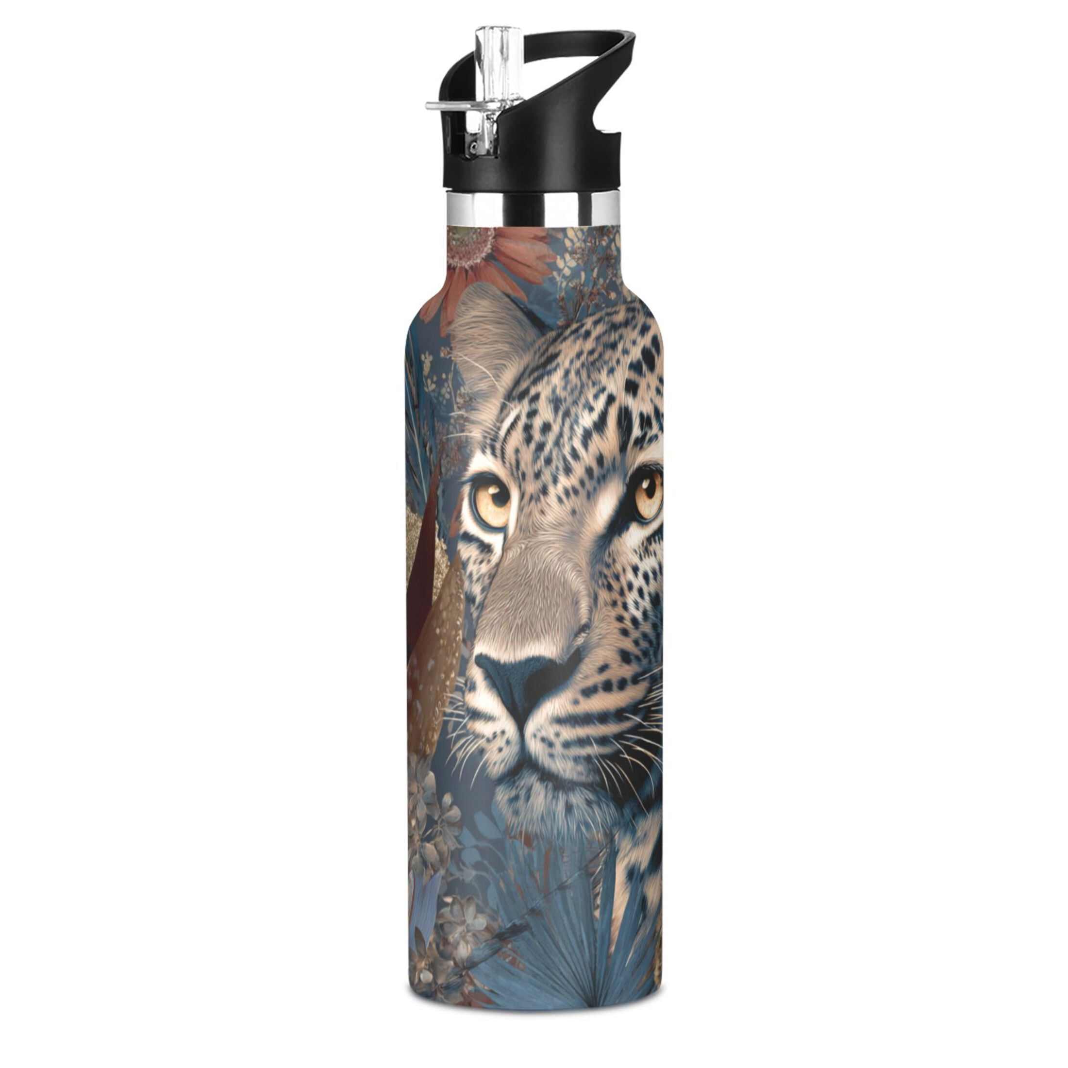 Kids Insulated Stainless Steel Sports Water Bottle 600ml (20oz) Attractive Tiger Head