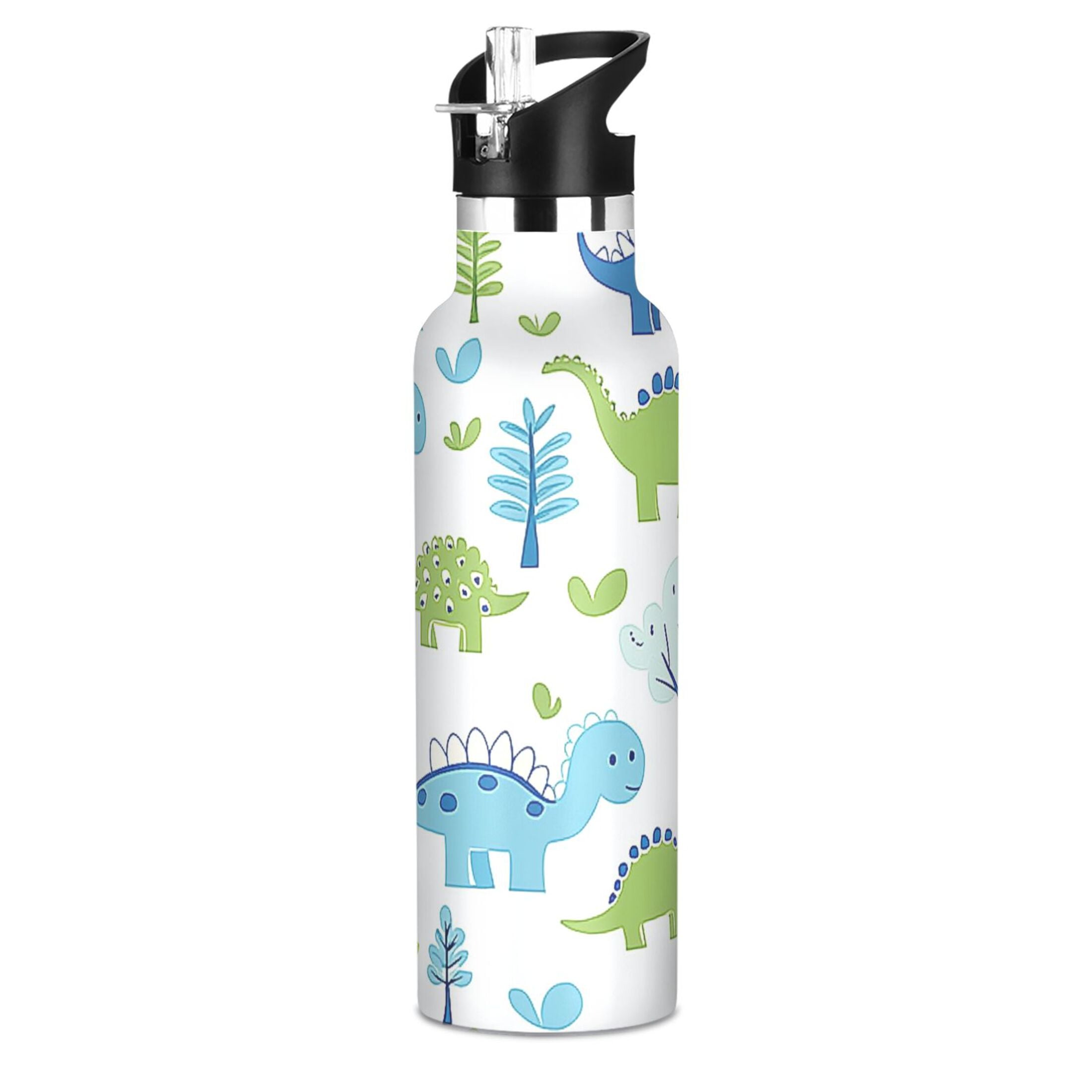 Kids Insulated Stainless Steel Sports Water Bottle 600ml (20oz), BPA-Free Adorable Ccartoon Dinosaur