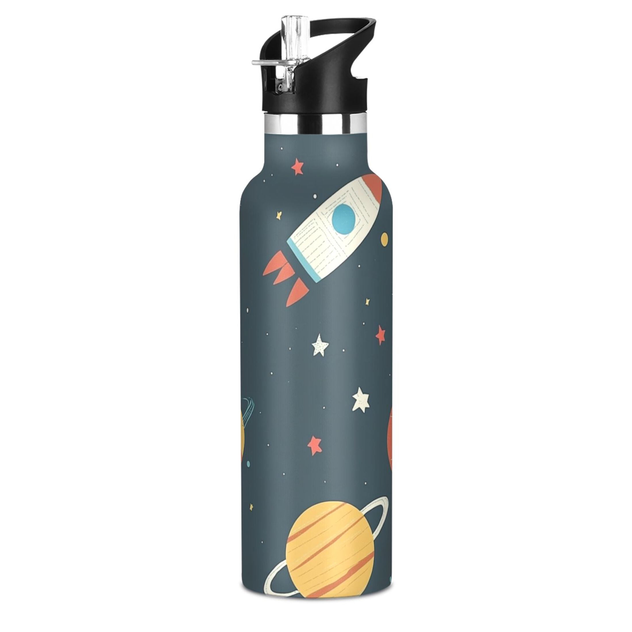 Kids Insulated Stainless Steel Sports Water Bottle 600ml (20oz), BPA-Free Planets and Stars