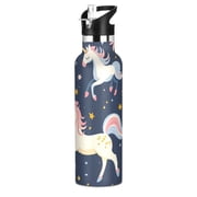 Kids Insulated Stainless Steel Sports Water Bottle 600ml 20oz, BPA-Free Unicorn
