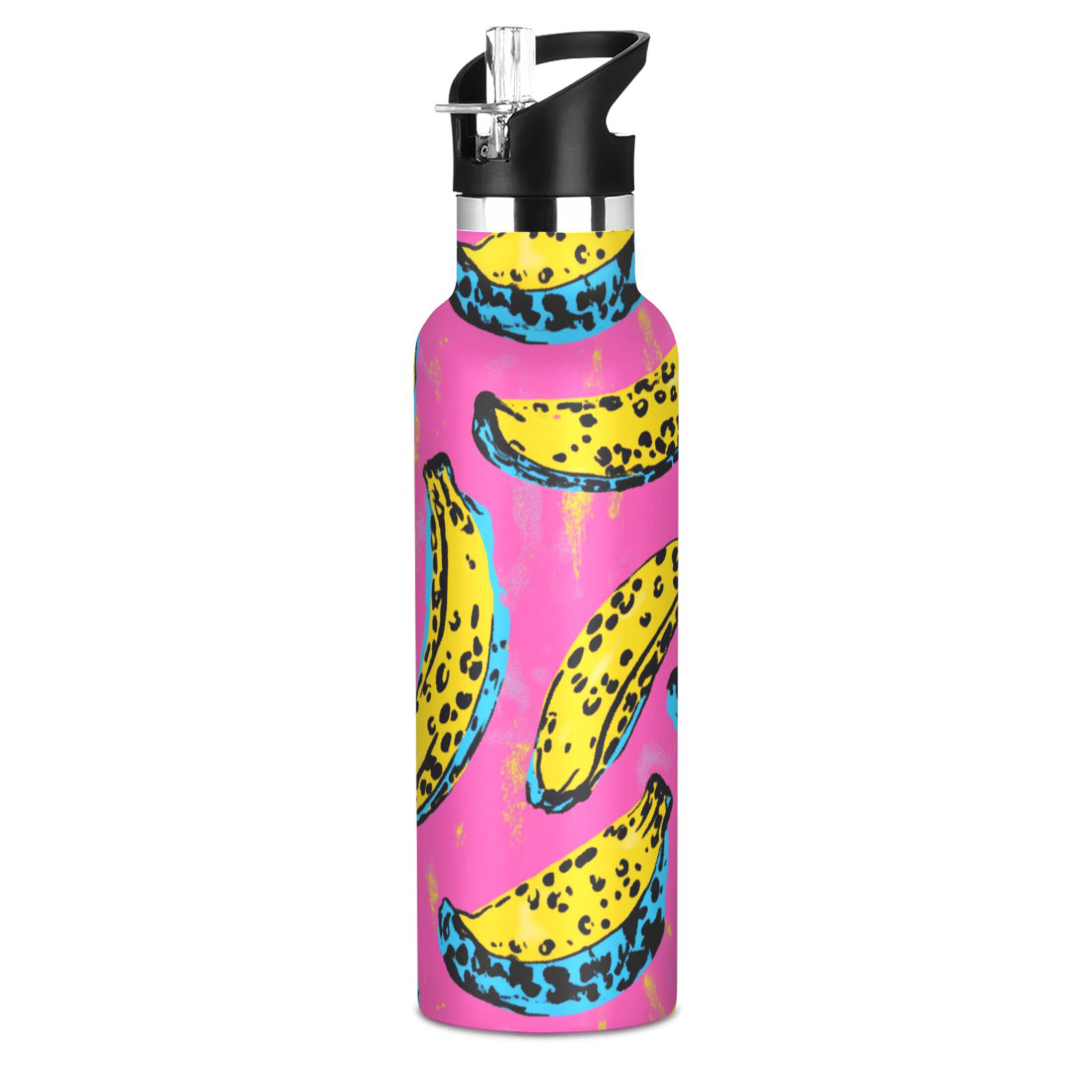 Kids Insulated Stainless Steel Sports Water Bottle 600ml (20oz) Bananas Pattern