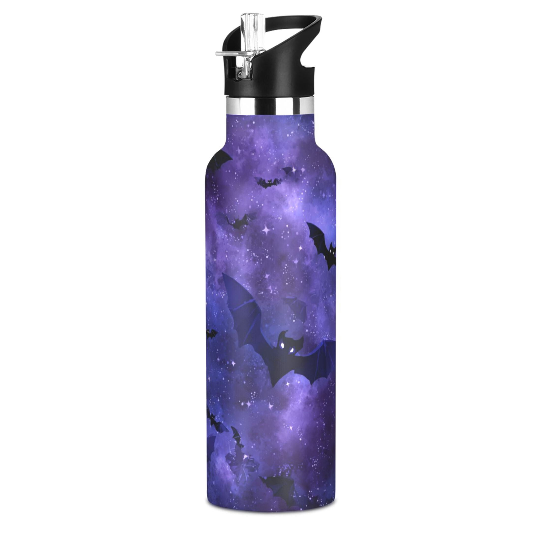 Kids Insulated Stainless Steel Sports Water Bottle 600ml (20oz) Bats in The Night Sky