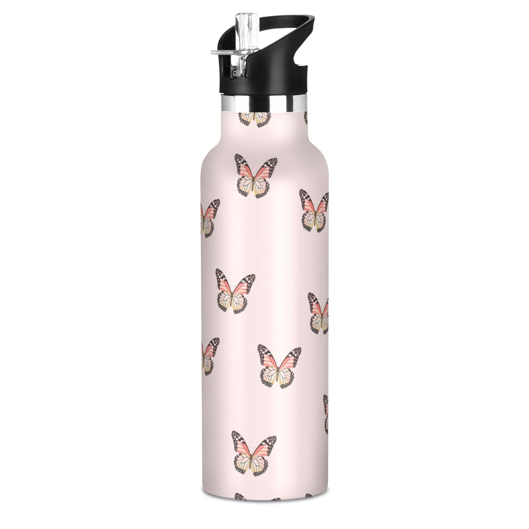 Kids Insulated Stainless Steel Sports Water Bottle 600ml (20oz) Beautiful Butterflies