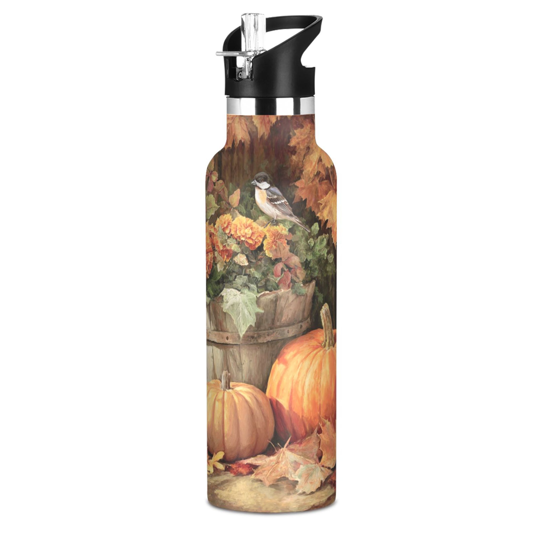 Kids Insulated Stainless Steel Sports Water Bottle 600ml (20oz) Beautiful Fall Scene