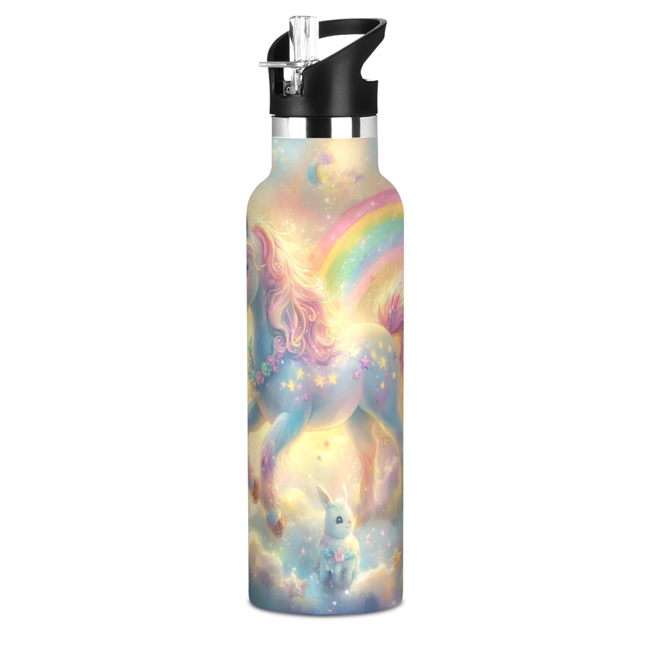 Kids Insulated Stainless Steel Sports Water Bottle 600ml (20oz) Beautiful Unicorn