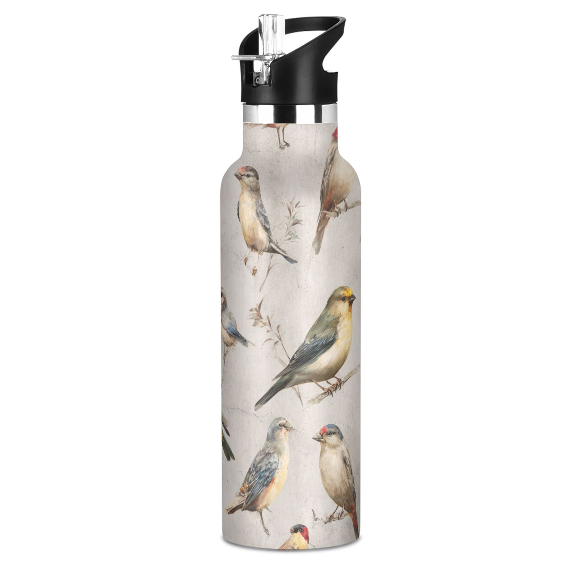 Kids Insulated Stainless Steel Sports Water Bottle 600ml (20oz) Birds Pattern