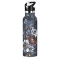 thumbnail image 1 of Kids Insulated Stainless Steel Sports Water Bottle 600ml (20oz) Blue Peonies, 1 of 6