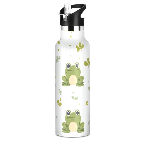 Kids Insulated Stainless Steel Sports Water Bottle 600ml (20oz) Cartoon Frog Pattern