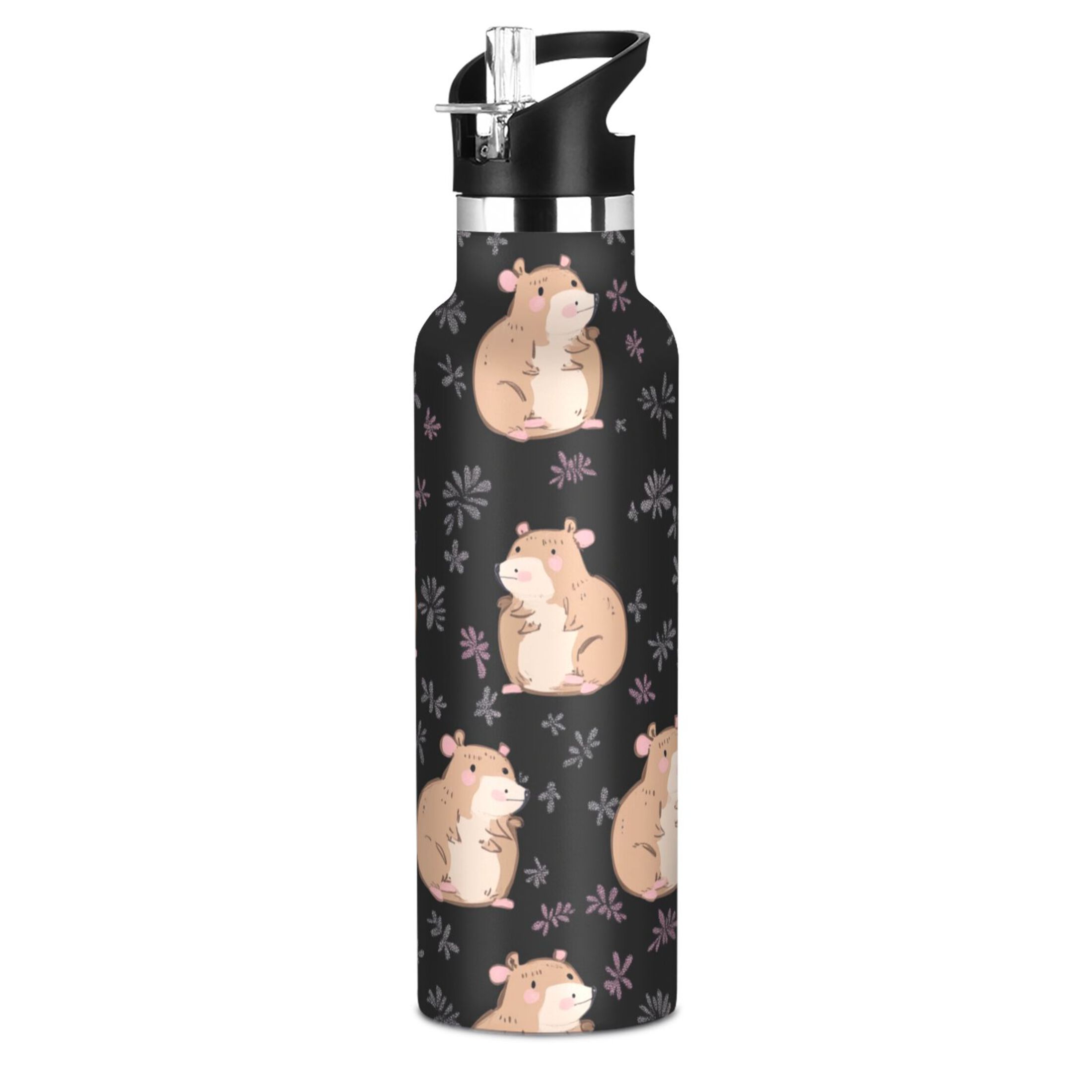 Kids Insulated Stainless Steel Sports Water Bottle 600ml (20oz) Cartoonish Capybaras
