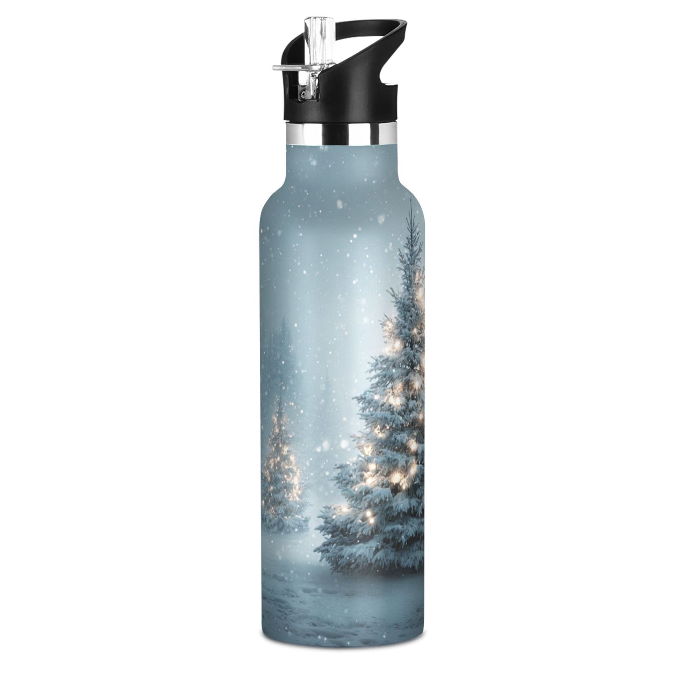 Kids Insulated Stainless Steel Sports Water Bottle 600ml (20oz) Christmas Tree with Lights