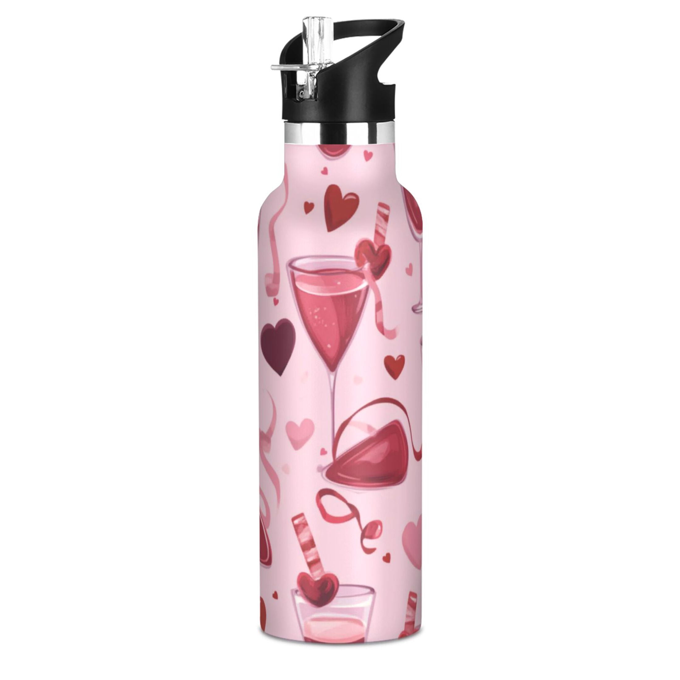 Kids Insulated Stainless Steel Sports Water Bottle 600ml (20oz) Cocktail Pattern