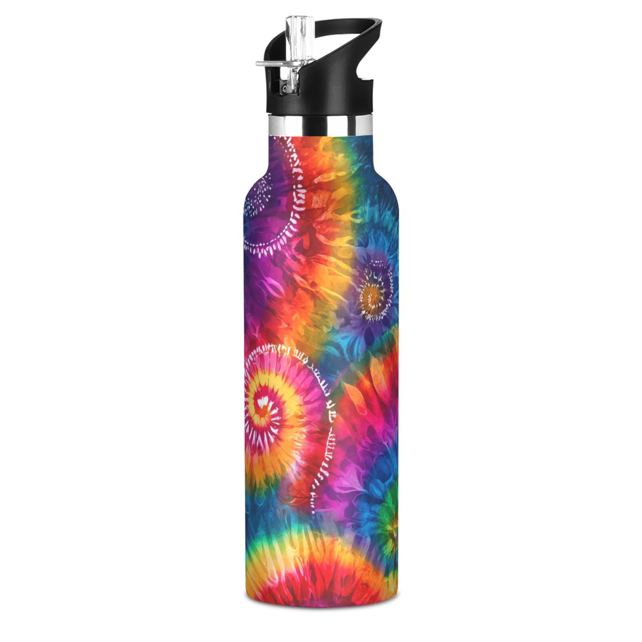 Kids Insulated Stainless Steel Sports Water Bottle 600ml (20oz) Colorful Tie-dye with Swirling
