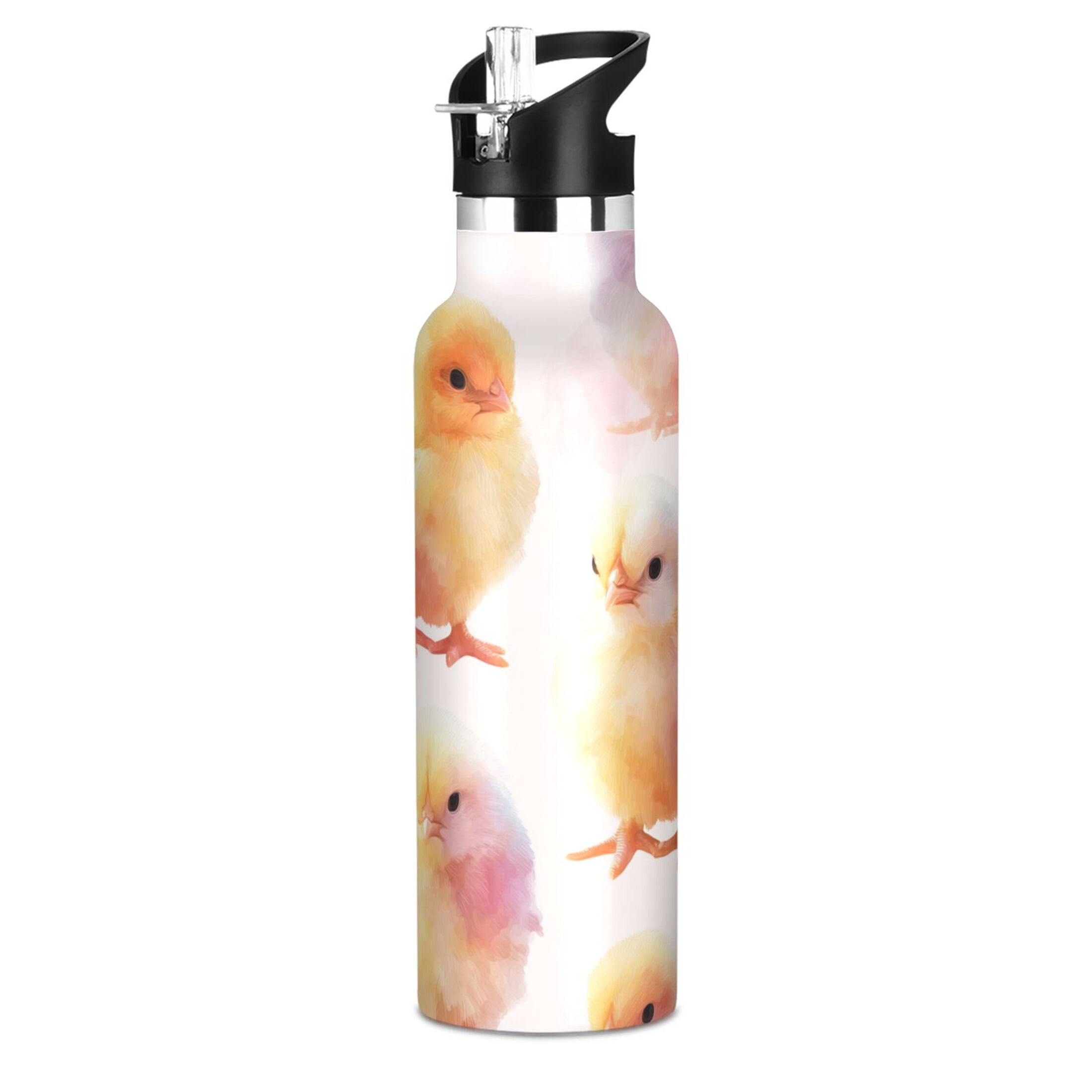 Kids Insulated Stainless Steel Sports Water Bottle 600ml (20oz) Cute Baby Chicks