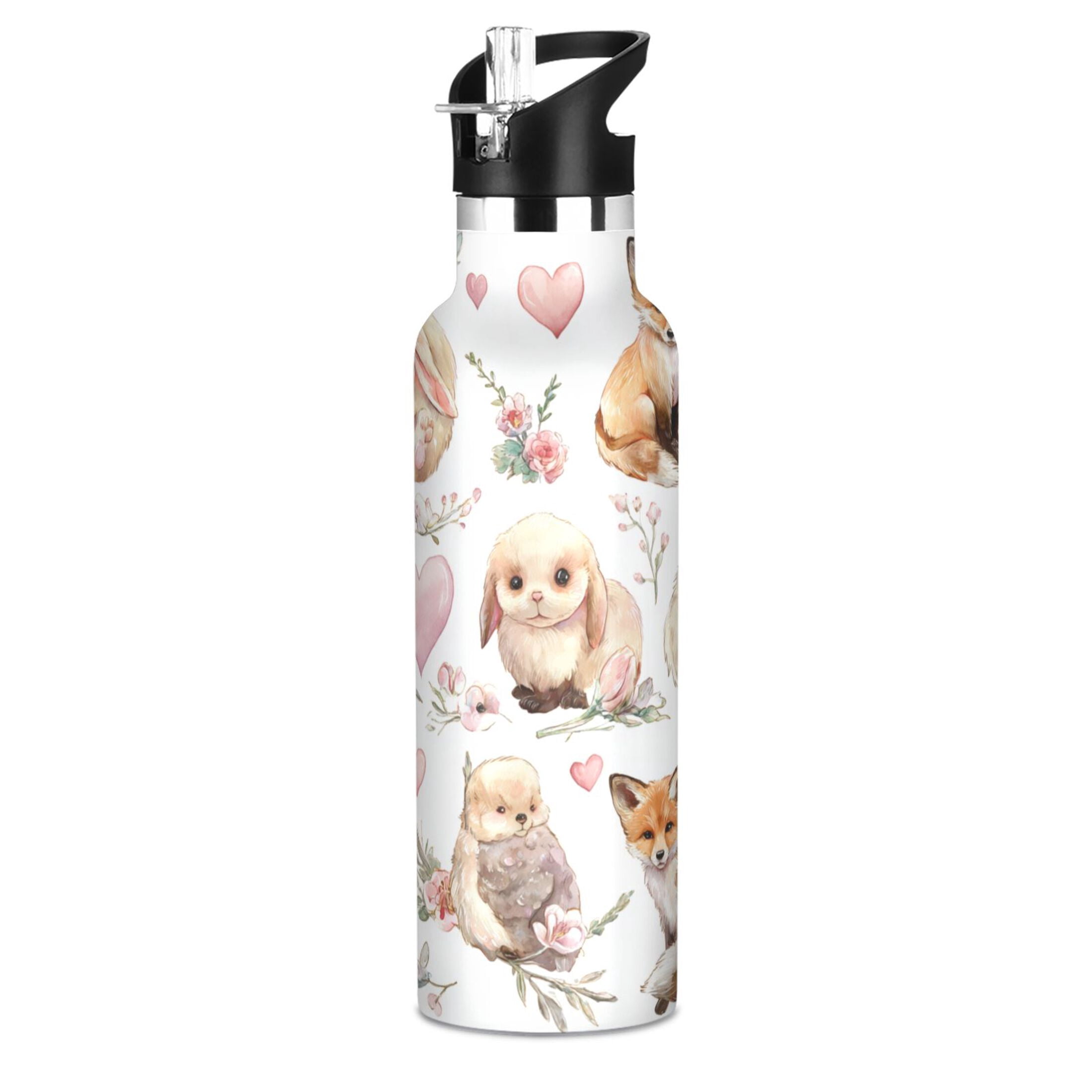 Kids Insulated Stainless Steel Sports Water Bottle 600ml (20oz) Cute Collection Of Animals