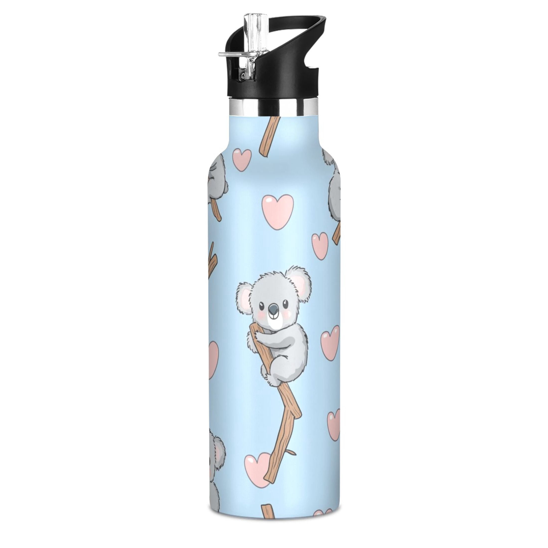 Kids Insulated Stainless Steel Sports Water Bottle 600ml (20oz) Cute Koala Pattern
