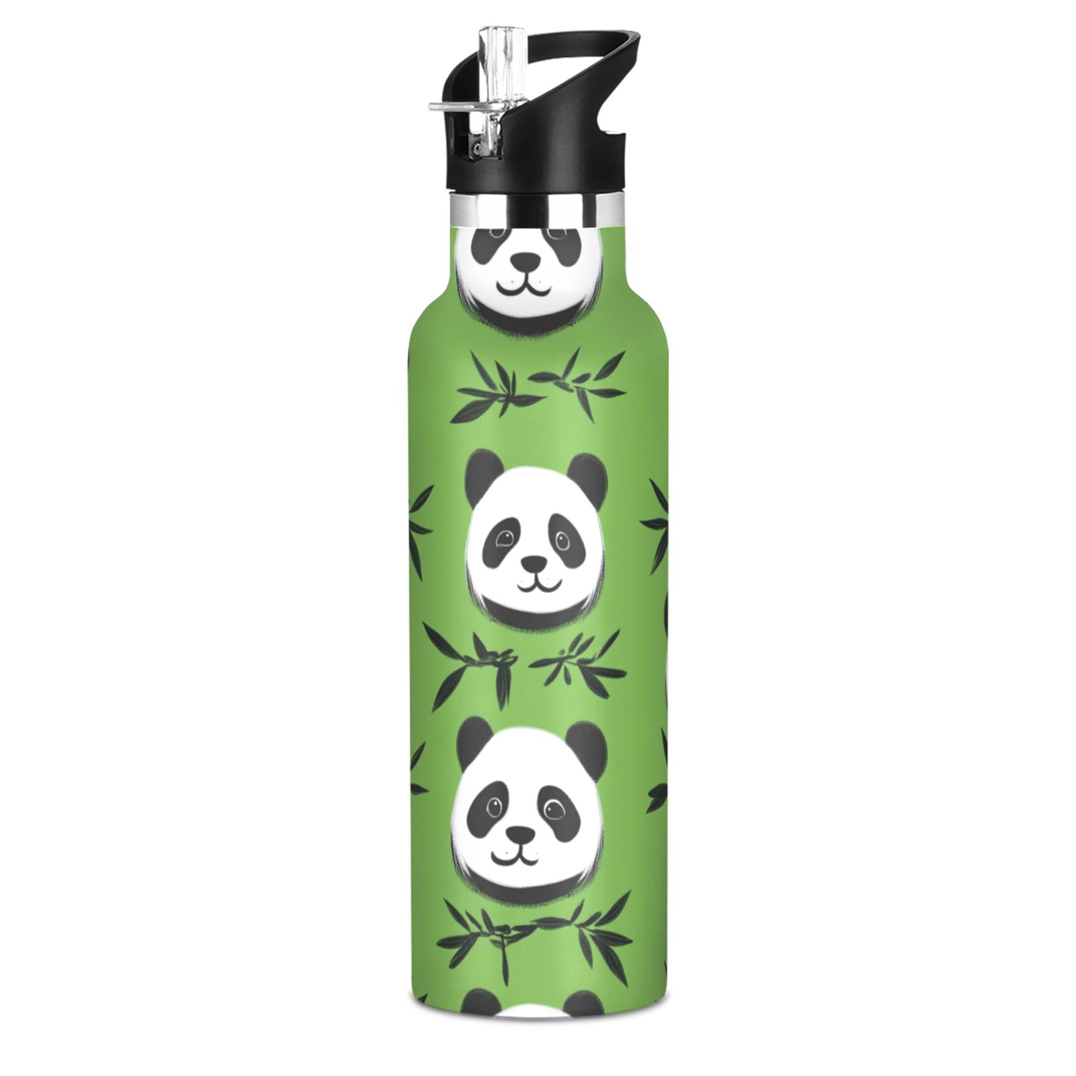 Kids Insulated Stainless Steel Sports Water Bottle 600ml (20oz) Cute Panda Heads