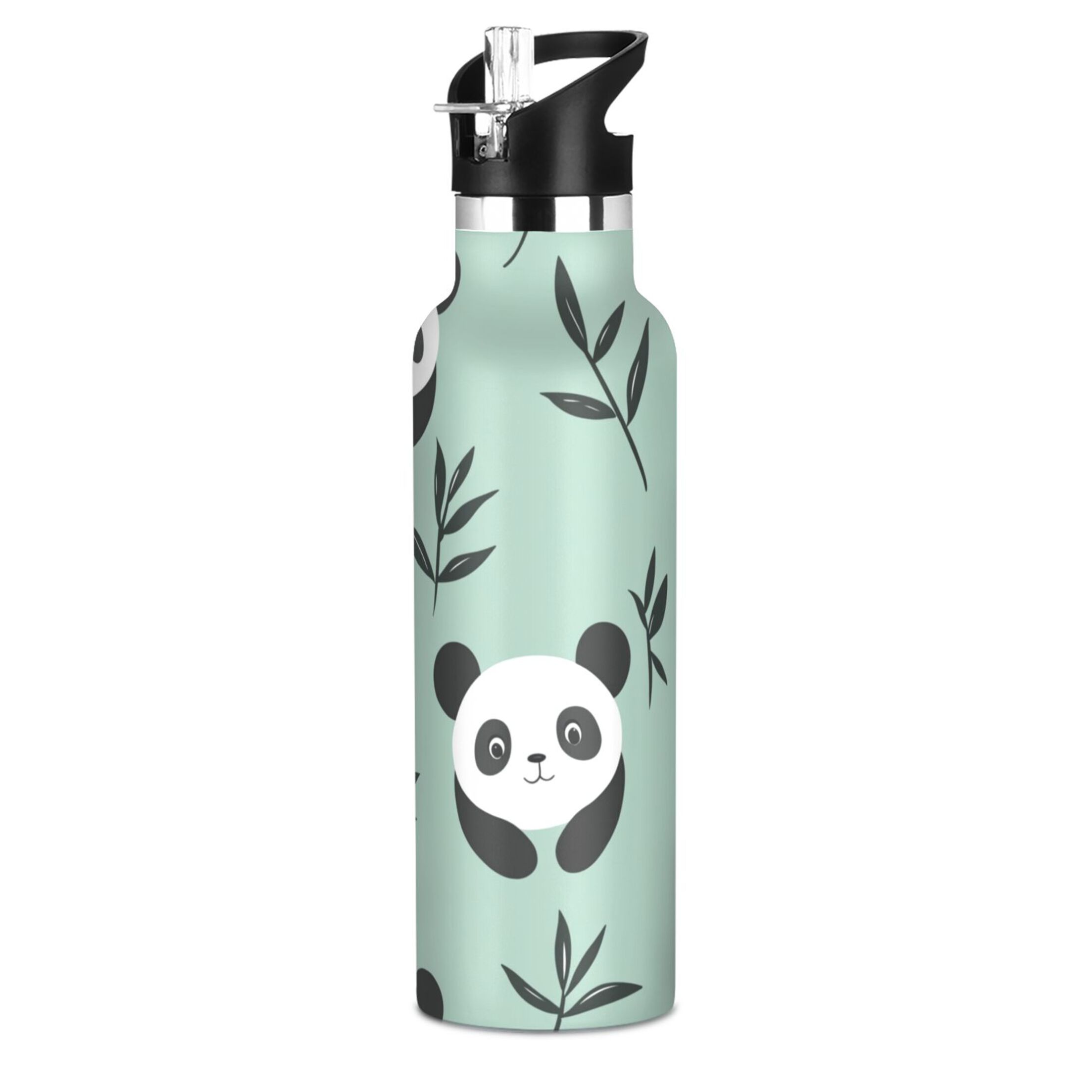 Kids Insulated Stainless Steel Sports Water Bottle 600ml (20oz) Cute Pandas