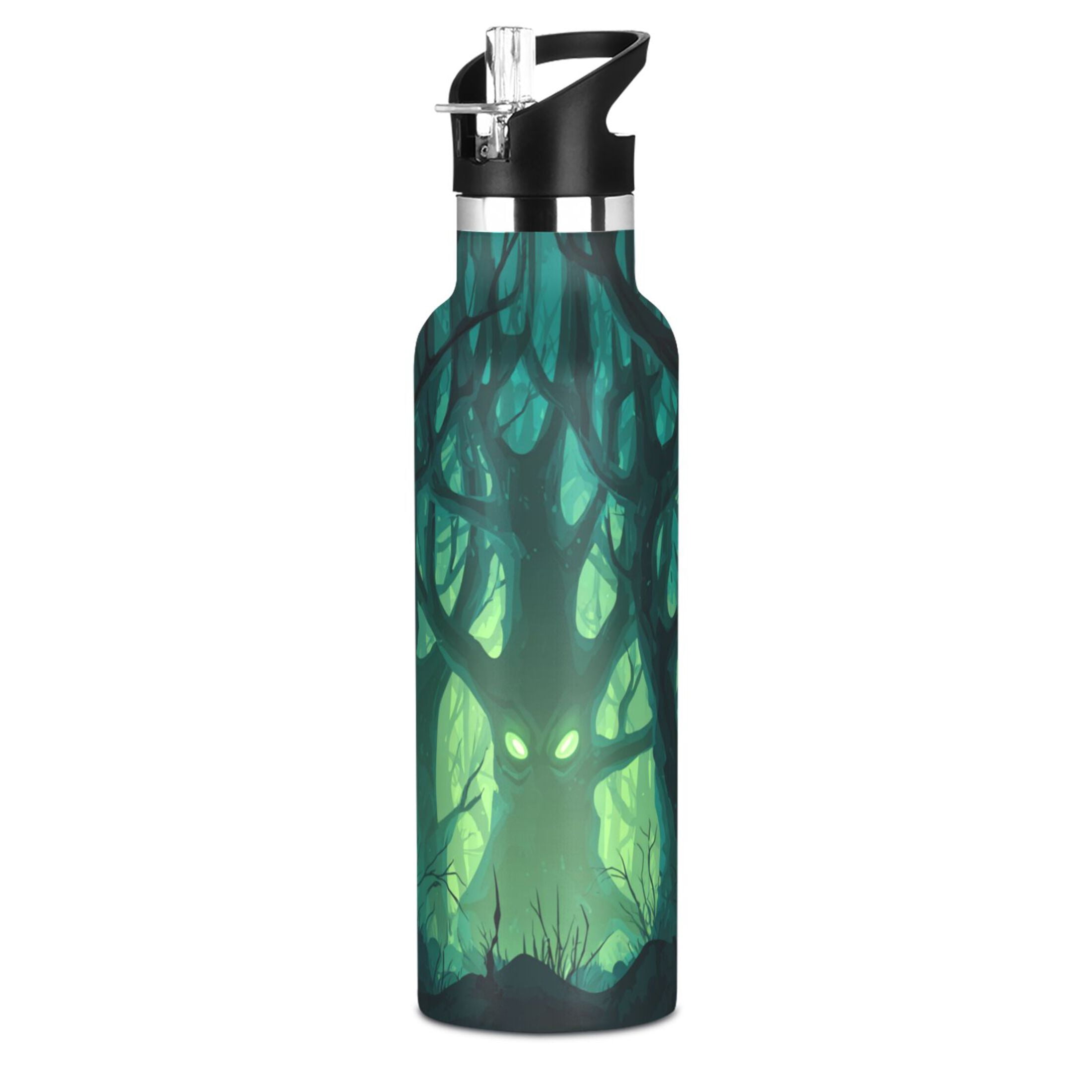 Kids Insulated Stainless Steel Sports Water Bottle 600ml (20oz) Dark Forest with Green Eyes