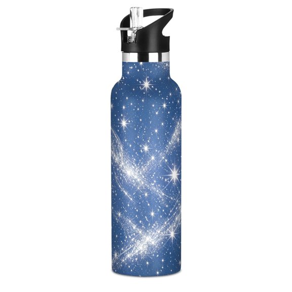 Kids Insulated Stainless Steel Sports Water Bottle 600ml (20oz) Deep Blue Flashing Pattern