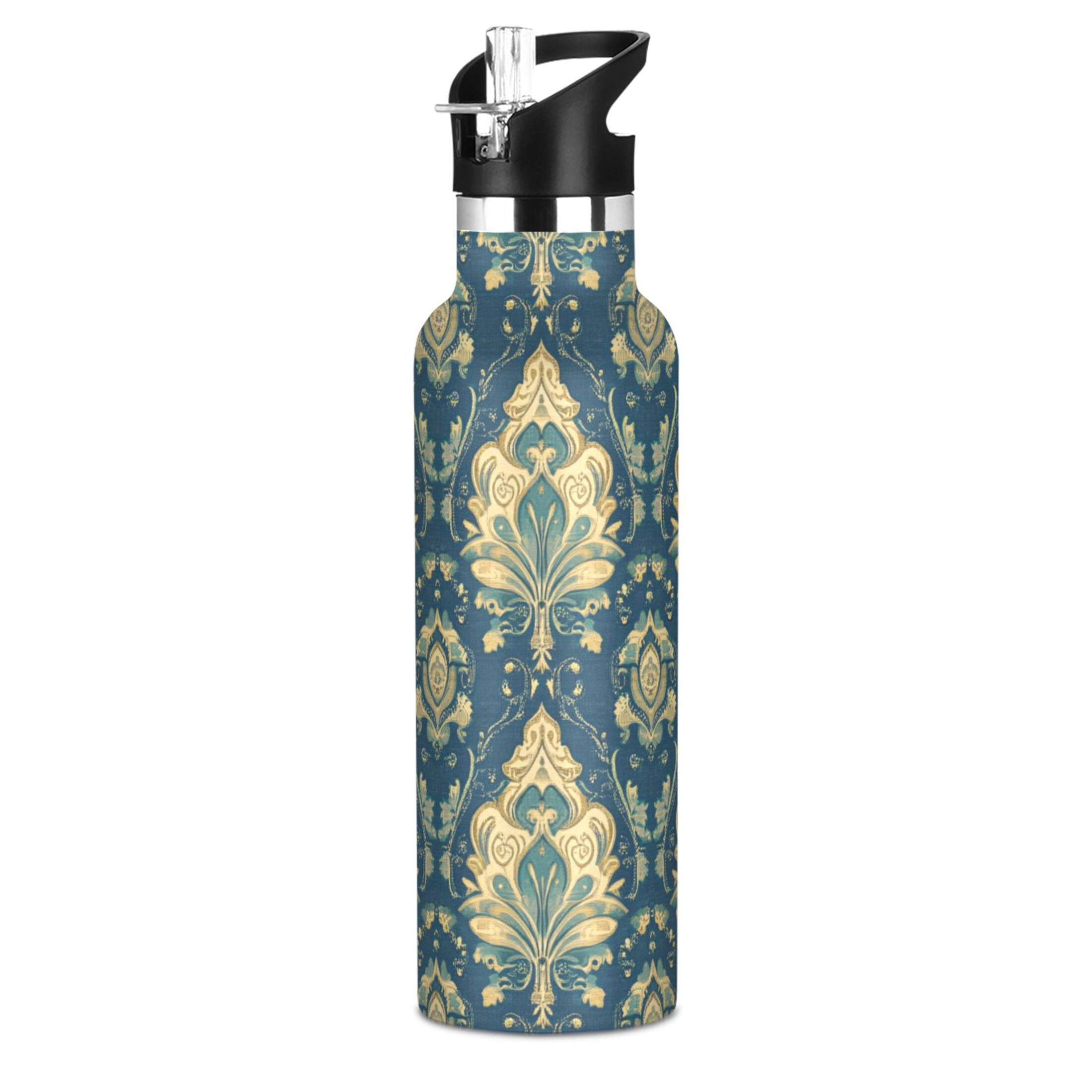 Kids Insulated Stainless Steel Sports Water Bottle 600ml (20oz) Elegant Prints