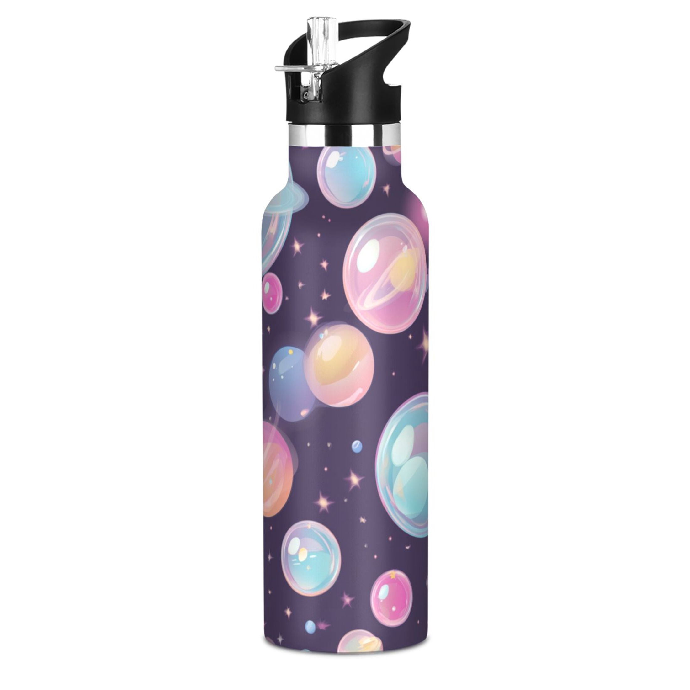 Kids Insulated Stainless Steel Sports Water Bottle 600ml (20oz) Floating Bubbles Pattern