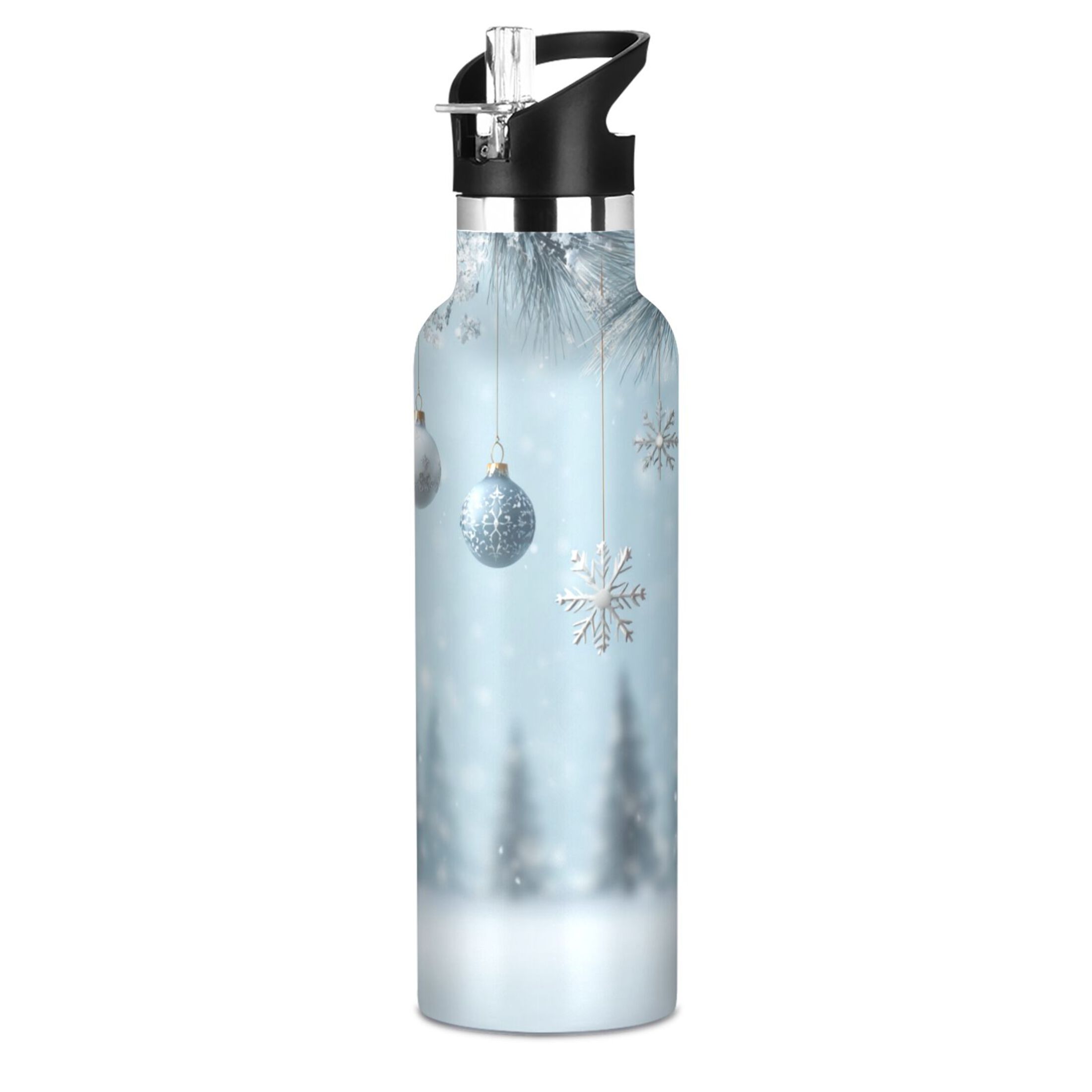 Kids Insulated Stainless Steel Sports Water Bottle 600ml (20oz) Glass Christmas Ornaments