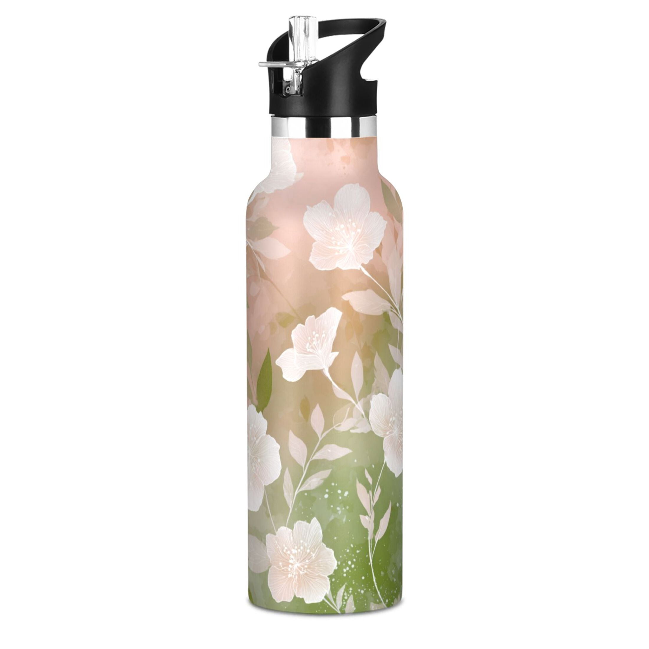 Kids Insulated Stainless Steel Sports Water Bottle 600ml (20oz) Gradient Elegant Floral