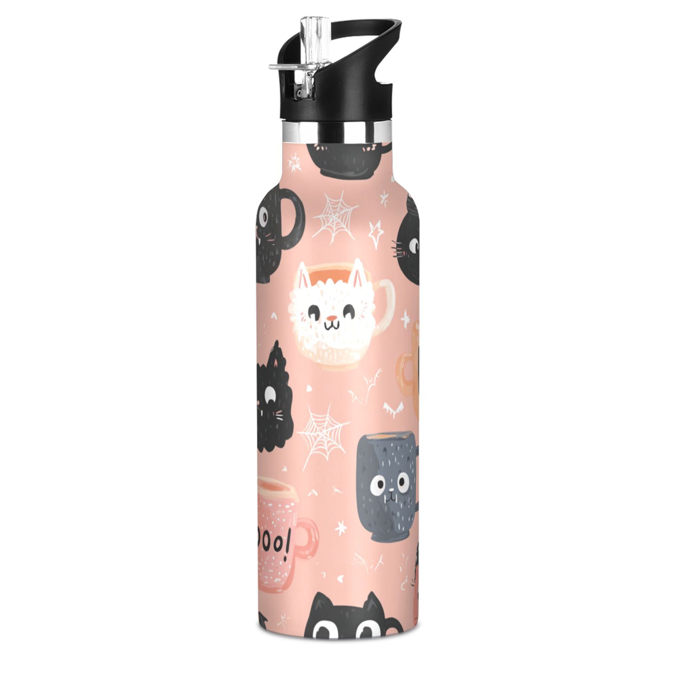 Kids Insulated Stainless Steel Sports Water Bottle 600ml (20oz) Halloween Coffee Mug Pattern
