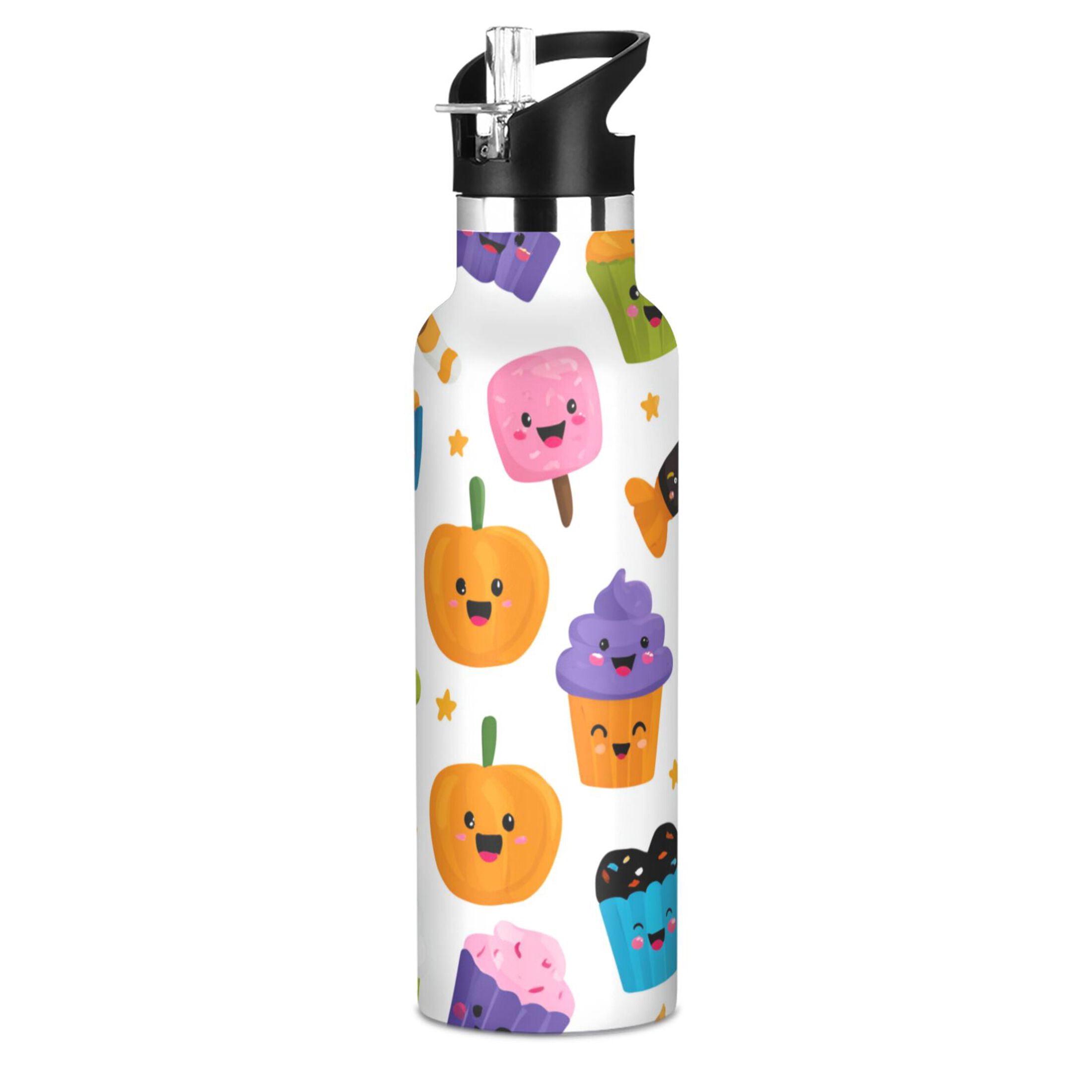 Kids Insulated Stainless Steel Sports Water Bottle 600ml (20oz) Halloween Cupcakes