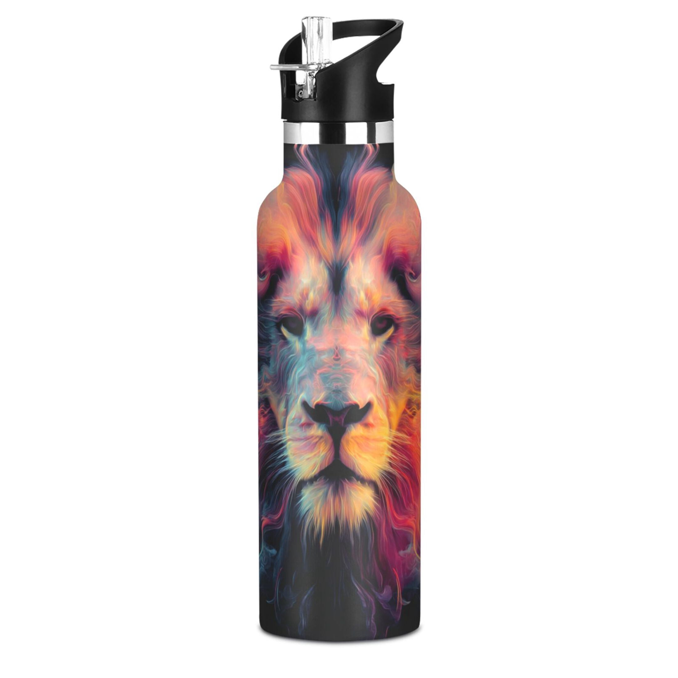 Kids Insulated Stainless Steel Sports Water Bottle 600ml (20oz) Lion's Head