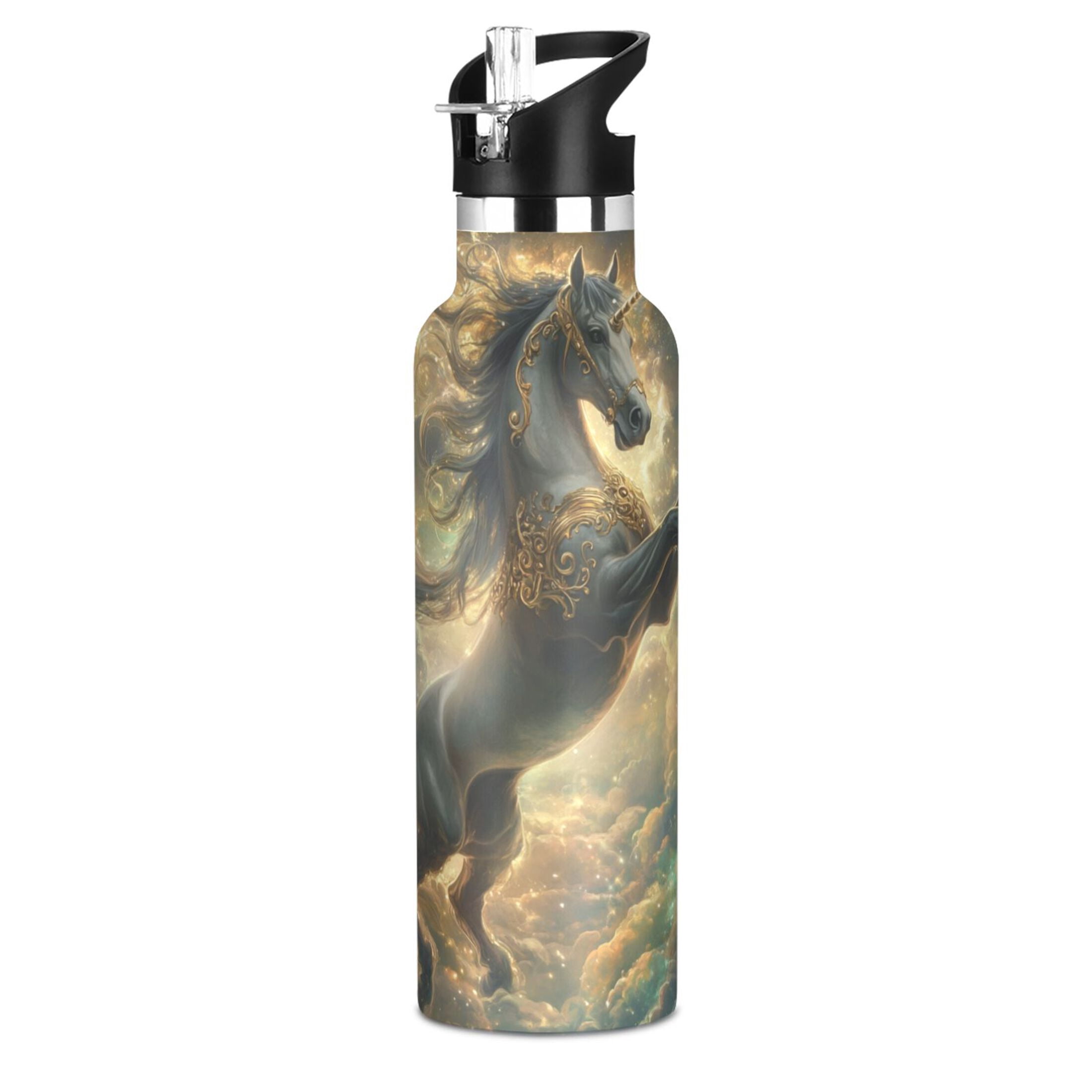 Kids Insulated Stainless Steel Sports Water Bottle 600ml (20oz) Noble and Elegant Horse