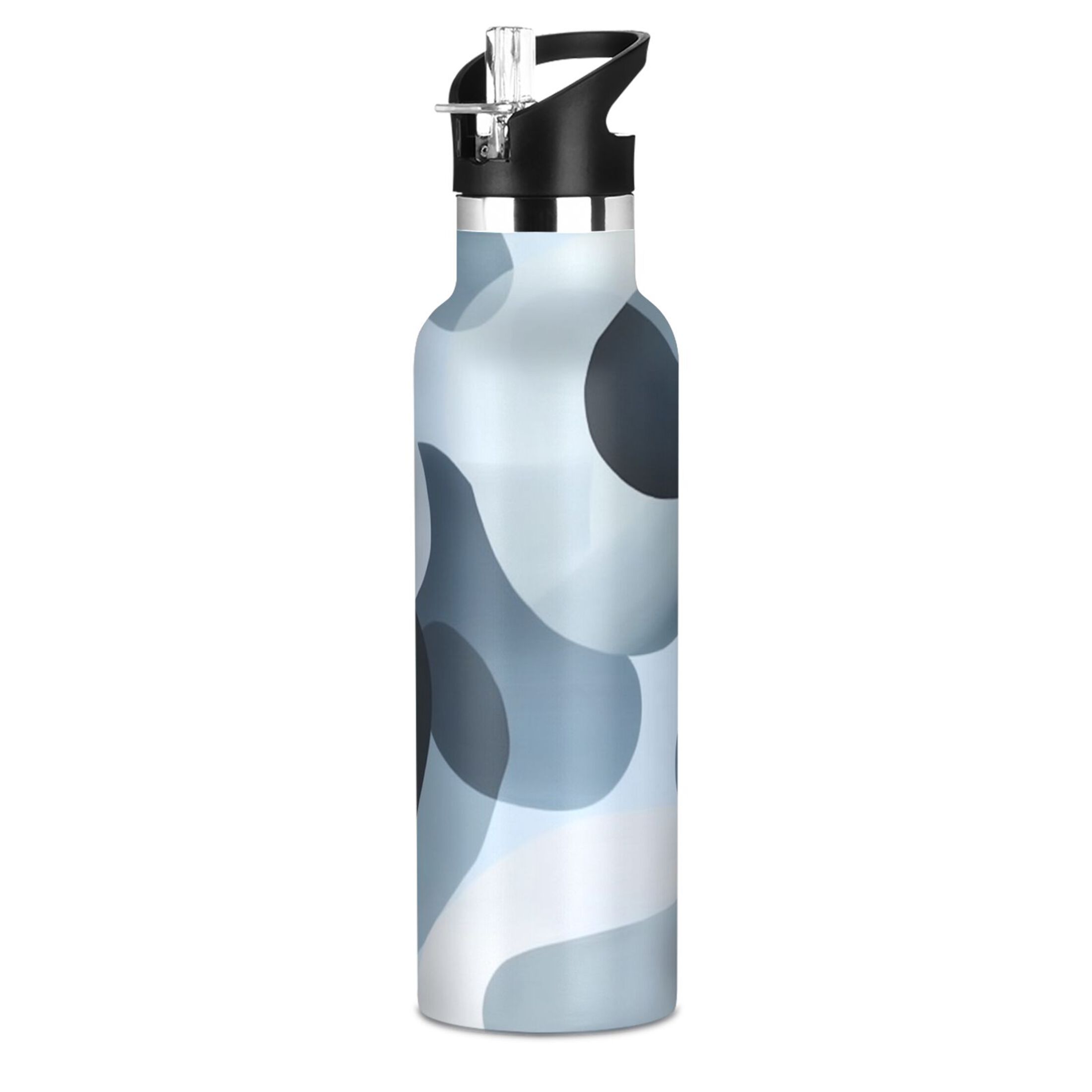 Kids Insulated Stainless Steel Sports Water Bottle 600ml (20oz) Off-white Circular Pattern