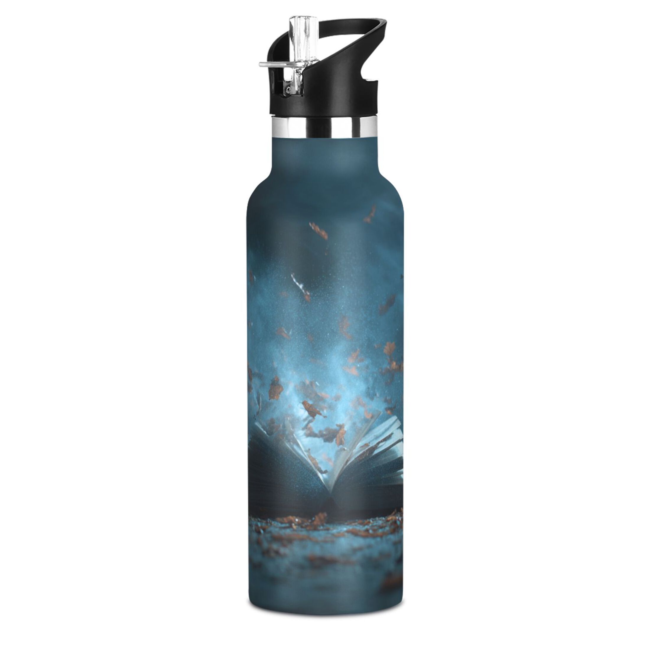 Kids Insulated Stainless Steel Sports Water Bottle 600ml (20oz) Opened Book Pages