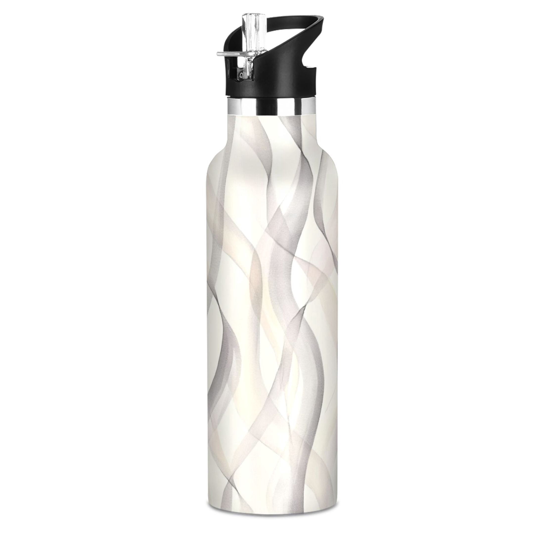 Kids Insulated Stainless Steel Sports Water Bottle 600ml (20oz) Pastel Thin Lines