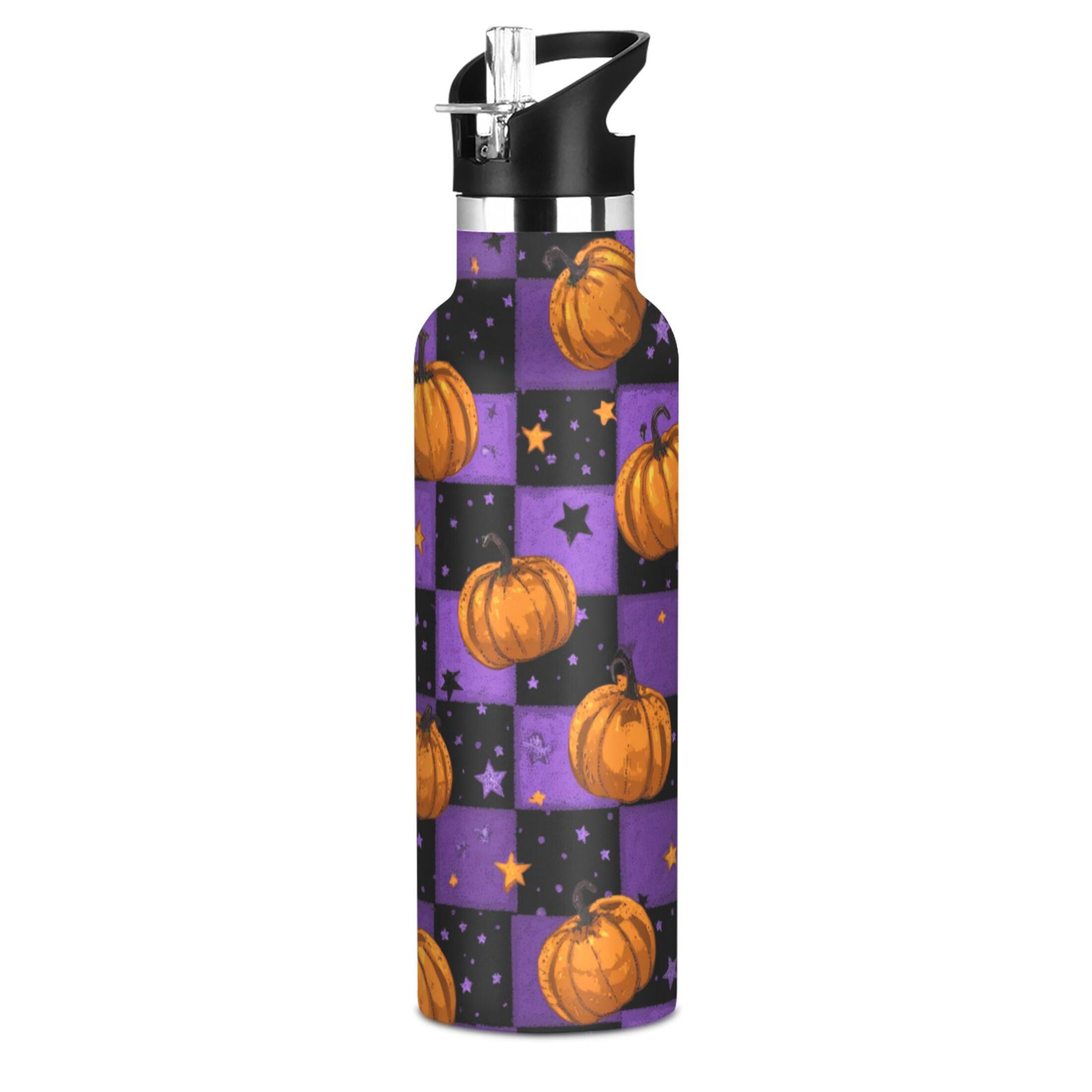 Kids Insulated Stainless Steel Sports Water Bottle 600ml (20oz) Pumpkins and Stars