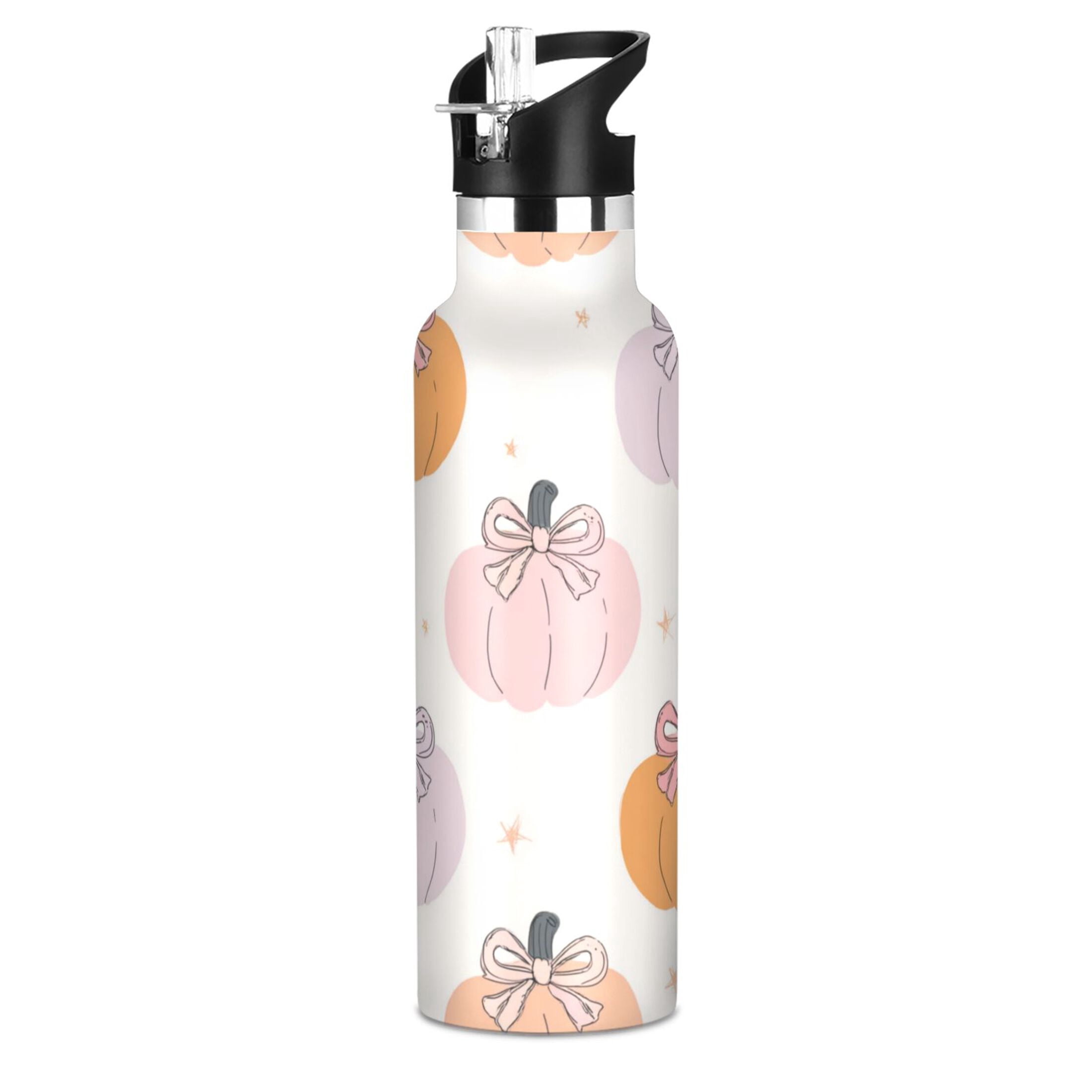 Kids Insulated Stainless Steel Sports Water Bottle 600ml (20oz) Pumpkins with Bows