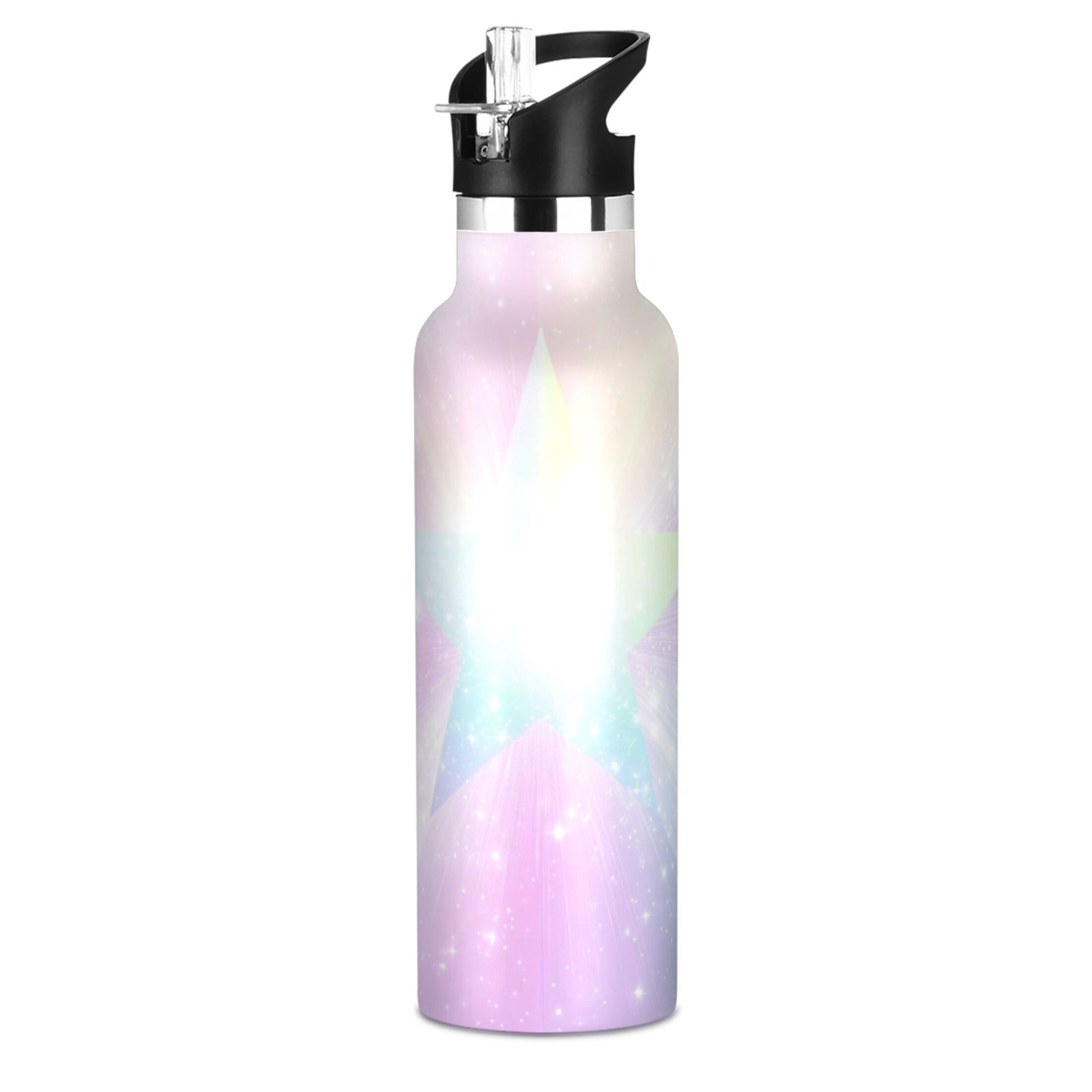 Kids Insulated Stainless Steel Sports Water Bottle 600ml (20oz) Rainbow Gradient Stars