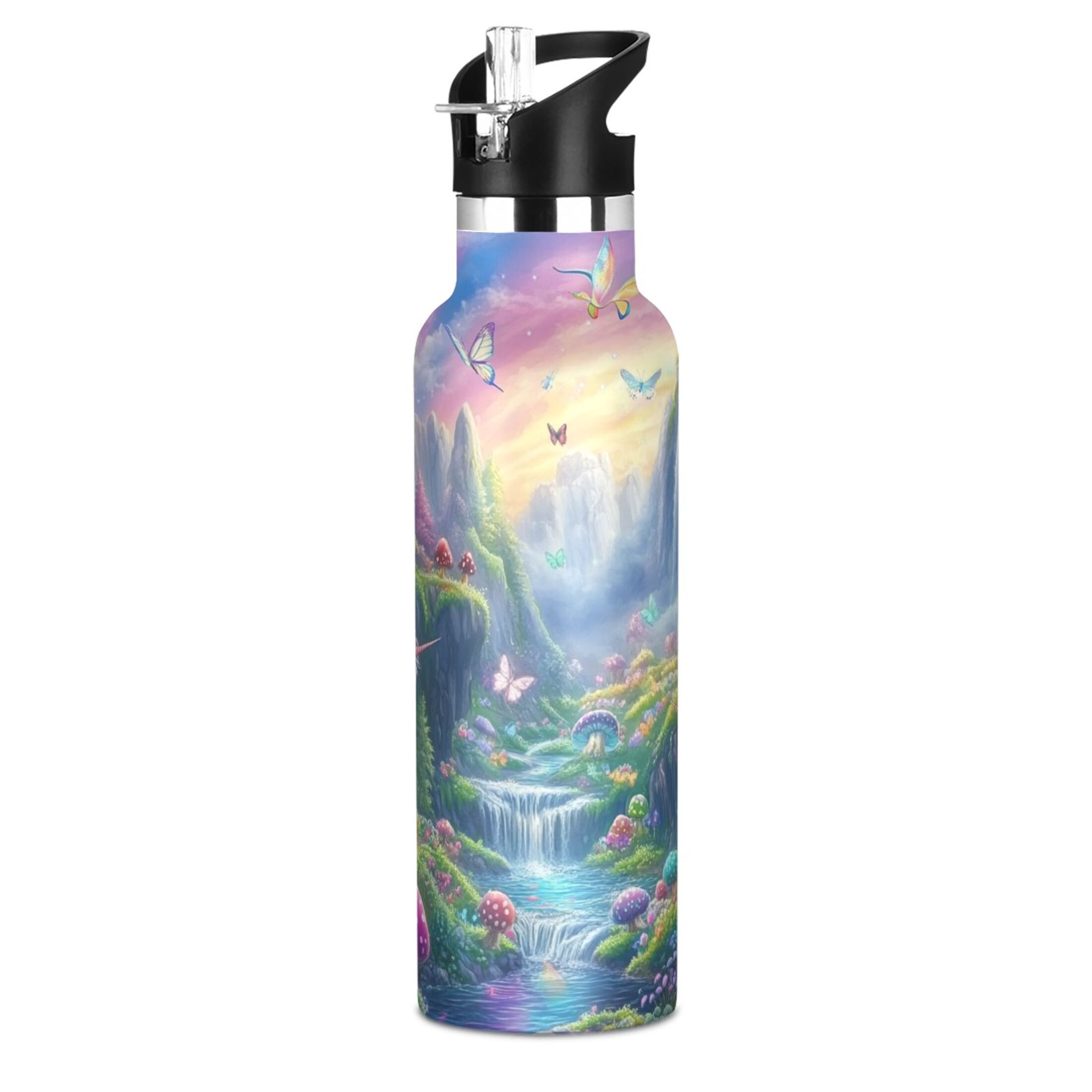 Kids Insulated Stainless Steel Sports Water Bottle 600ml (20oz) Rainbow-colored Valley